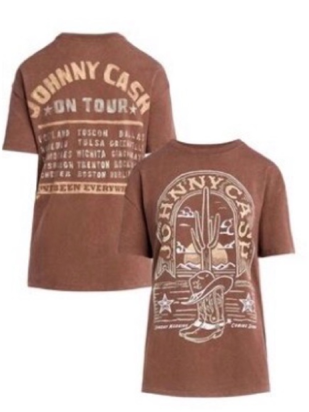 JOHNNY CASH  'On Tour' Western Graphic Band Tee Shirt